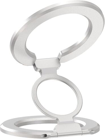 Dual Magnetic Phone Ring Grip Kickstand Holder for Smartphones, Twosides Magent Stand Holder for Desk,Office, Gym,Refrigerator, Kitchen and Other Metal Objects (Silvery) in Saudi Arabia