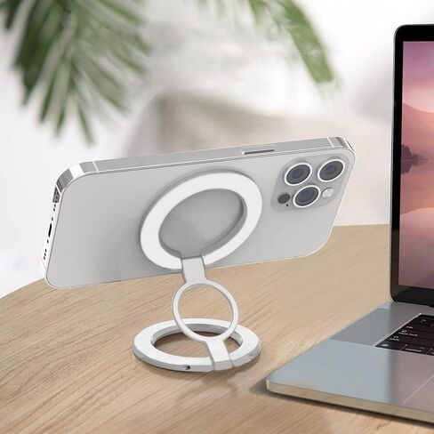 Dual Magnetic Phone Ring Grip Kickstand Holder for Smartphones, Twosides Magent Stand Holder for Desk,Office, Gym,Refrigerator, Kitchen and Other Metal Objects (Silvery) in Saudi Arabia