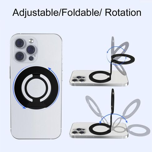 Dual Magnetic Phone Ring Grip Kickstand Holder for Smartphones, Twosides Magent Stand Holder for Desk,Office, Gym,Refrigerator, Kitchen and Other Metal Objects (Silvery) in Saudi Arabia