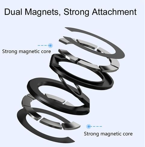 Dual Magnetic Phone Ring Grip Kickstand Holder for Smartphones, Twosides Magent Stand Holder for Desk,Office, Gym,Refrigerator, Kitchen and Other Metal Objects (Silvery) in Saudi Arabia