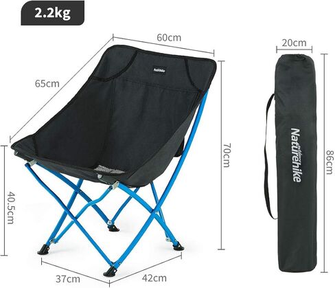 Naturehike Folding Camping Chair, Lightweight High Back Portable Compact Chair, Large Heavy Duty 330lbs for Adults, Hiking Camp Backpacking Beach Picnic Fishing with Storage Bag, Black in Saudi Arabia