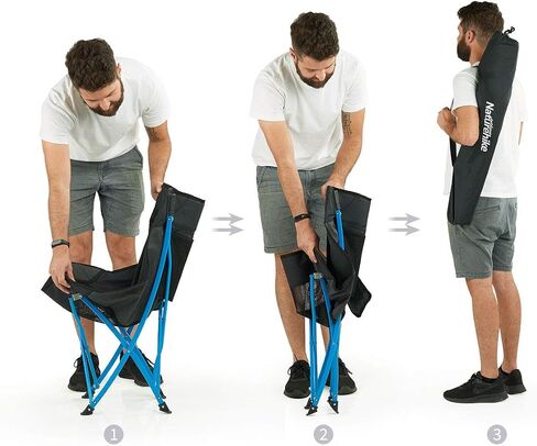 Naturehike Folding Camping Chair, Lightweight High Back Portable Compact Chair, Large Heavy Duty 330lbs for Adults, Hiking Camp Backpacking Beach Picnic Fishing with Storage Bag, Black in Saudi Arabia