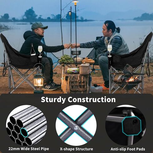 Oversized XL Camping Chairs for Adults Heavy Duty Suproot 500 lbs Outdoor Folding Chairs Padded Portable Lawn Chairs Camp Chairs with Cup Holder in Saudi Arabia