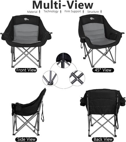 Oversized XL Camping Chairs for Adults Heavy Duty Suproot 500 lbs Outdoor Folding Chairs Padded Portable Lawn Chairs Camp Chairs with Cup Holder in Saudi Arabia