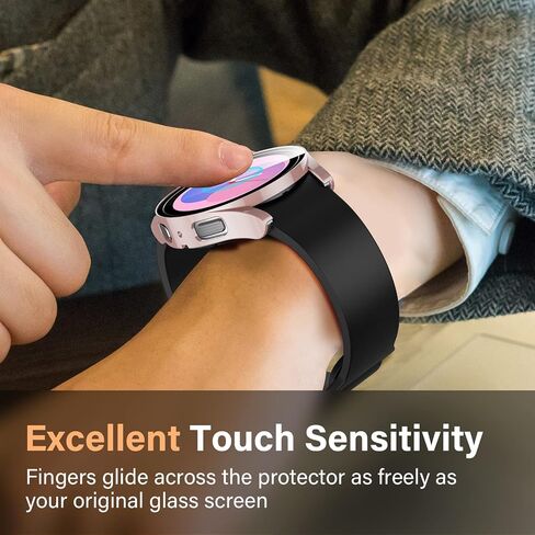 Amizee 2 Pack Screen Protector Case متوافق مع Samsung Galaxy Watch 5 / Galaxy Watch 4 Case 40mm، مع واقي شاشة مدمج Hard PC Ultra غطاء واقٍ مضاد للخدش (ذهبي وردي / شفاف) in Kuwait