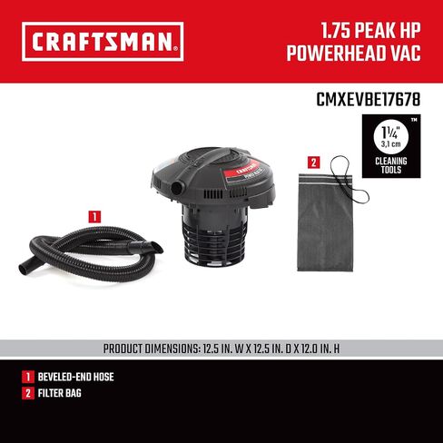 CRAFTSMAN CMXEVBE17678 Wet/Dry Vac Powerhead, 1.75 Peak HP Bucket Vacuum, Black in Saudi Arabia