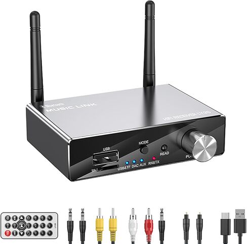 محول USB/رقمي إلى تناظري 192 كيلو هرتز، جهاز استقبال بلوتوث 5.3 DAC مع مضخم سماعة رأس 16-300Ω بصري/محوري إلى RCA 3.5 مم مخرج صوت مع التحكم في مستوى الصوت للتلفزيون والهاتف والكمبيوتر اللوحي in Kuwait