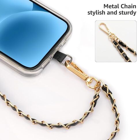 Universal Cell Phone Lanyard, Metal Cell Phone Chain Anti-Theft Crossbody Phone Lanyard, Clip and Go Strap for Phone with Wallet Crossbody,Adjustable Phone Lanyard,Phone Strap,Phone Lanyard in Kuwait