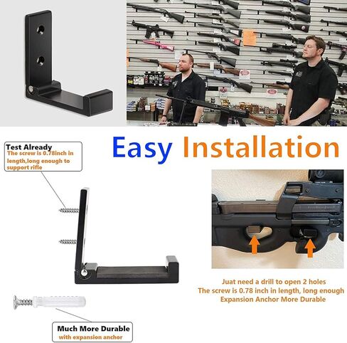 6PCS Foldable Wall Hooks,Indoor Gun Racks with Padding,Excellent for Hanging or Storing Any Long Gun,Shotgun,Rifle,Sword and Bow,Sturdy Gun Wall Mount (Black) in Saudi Arabia