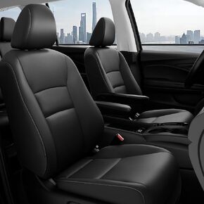 for Honda Pilot Seat Covers, Car Seat Covers Full Set Custom Fit Pilot EX-L, Special Edition, Touring, Sport 2016 2017 2018 2019 2020 2021 2022 8 Seats, Leather Automotive Seat Covers, Black