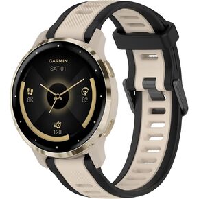 Stripe Silicone 18mm Band Compatible with Garmin venu 3S / Venu 2S / Vivoactive 4S/ Vivoactive 3S, Soft Rubber Breathable Sport Strap Quick Release Wristband Loop for Men Women