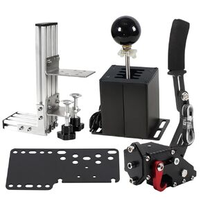Dexepe PC USB Simulator Shifter 64 Bit Handbrake with Clamp L Shape Lever Kit Compatible with ATS ETS Dust WRC Sim Racing Games Compatible with G29 G27 G25 G920 T300RS/GT Steering Wheel Sequential H Gear Shifter 7+R Black PC System only