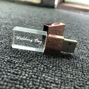 High Speed 64GB USB Flash Drive, Wedding Day Logo Crystal USB Memory Stick Pen Drive, Storage Udisk Pendrive