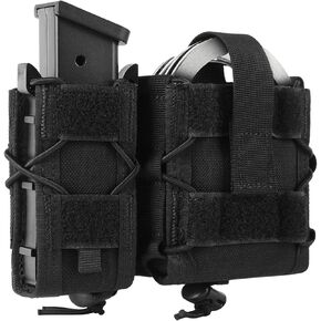 Combo Handcuff Mag Pouch for 9mm Magazine and Chain Handcuffs, ASP, Folding Handcuffs Compatible with Various Tactical Belts