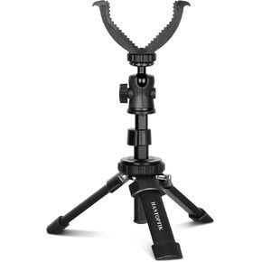 Hantoptik Portable Shooting Tripod Rapid Rifle Rest with Height Adjustment, Aluminum Lightweight Shooting Stand with 360° Ball Head Rotate V Yoke Holder for Hunting, Shooting and Outdoors
