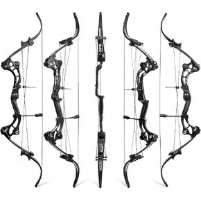 AMEYXGS Bowfishing Recurve Bow 50 inch Lever Bow IBO:320 fps Draw Weight 30-55LB for Right Hand Archer