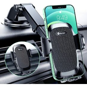 Humixx Phone Mount for Car [Military-Grade Super Suction] Universal Hands-Free Phone Holder for Dashboard Windshield Air Vent for iPhone 14 Pro Max Plus Samsung All Phones & Cars