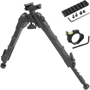Bipods + Picatinny Rail + Picatinny Adapter + Bubble Level, Tactical and Professional Bipod 6/9 Inches Hunting Universal 5 Adjustable Heights (V9 PACK)