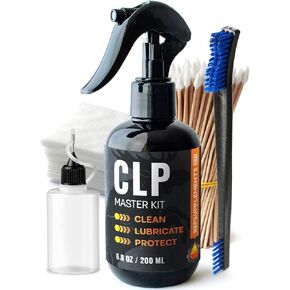 Clp Gun Cleaning Oil Kit 3-in-1 Cleans, Lubes, Protects - 6.8 Oz Sprayer Clp Gun Cleaner and Lubricant, Needle Oiler, Cleaning Patches, Cleaning Swabs and Brush - Clp Gun Oil and Cleaning Kit