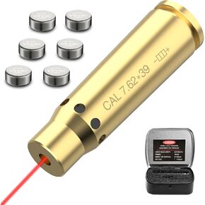 Darkfang Bore Sight 223/5.56mm/243/308/9mm/6.5 Creedmoor/7.62x39/45ACP Red Laser Easy Adjust and Zeroing Optics Bore Sighter with 2 Sets Batteries for Scope Sighting
