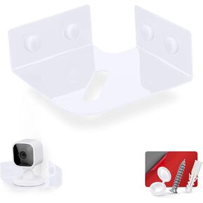 BRAINWAVZ Small Metal Corner Shelf for Security Cameras, Baby Monitors, Speakers, Home Decor & More Universal Shelf Adhesive & Screw-in Wall Mount (White)