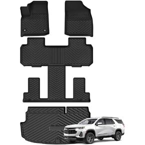 AUTOSAVER88 Floor Mats Set for 2018-2024 Chevrolet Equinox w/o Rear Subwoofer, Custom Fit All Weather Black Floor Mats 3 Row & Cargo Liner Mat Set