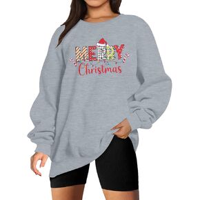 DUTUT Christmas Sweatshirts for Women：Gingerbread Candy Cane Embroidered Sweatshirt Vintage Crewneck Oversized Pullovers