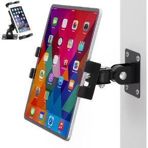 iTODOS Wall Mount Tablet Holder, Compatible with 7-12.9" iPad/Galaxy Tab S7/S8/S11/S10/iPhone/Cellphone, 360 Adjustable, Non-Slip Clip, Sturdy Aluminum Bracket, Easy Installation