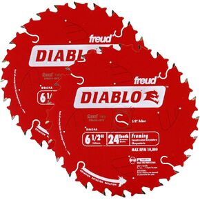 Freud D0624A Diablo 6-1/2-inch 24T ATB Perma-Shield Framing Saw Blades, 2-Pack