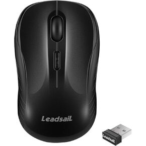 LeadsaiL Wireless Mouse Silent 2.4G USB Computer Mouse Compact Optical Cordless Mouse Mini Quiet Wireless Mice, Noiseless, 4 Buttons, 3 Adjustable DPI Mobile Mouse for PC/Laptop/Windows/Mac/Linux