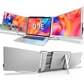 Laptop Screen Extender, 14" 1080P FHD Triple Monitor for Laptop Extension- 315°Rotate Portable Dual Monitor Screen for 13.3-16.5" Laptops Type-C/HDMI/USB-A Plug & Play for Wins/Mac/Chro