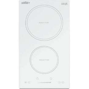 Summit 12" 2 zone Electric Cooktop. 208-240V Induction Cooktop, ADA Compliant, White- SINC2B231W