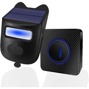 Solar Driveway Alarm, Wireless 600ft Range Driveway Motion Sensor Alarm Weatherproof, Weather Resistant Motion Sensor & Detector Outdoor, Home Security Alert System-1 Sensor & 1 Doorbell