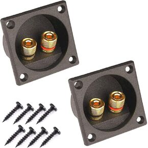 2Pcs 2.2 Inch Square 2-Way Speaker Box Terminal Speaker Terminal Cup with Banana Plugs Binding Post Subwoofer Box Speaker Terminal