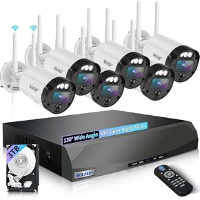 【90ft Super Night Vision】 Outdoor Wireless Security Camera System, Wireless Cameras for Home Security, WiFi Video Surveillance, Home Security Cameras