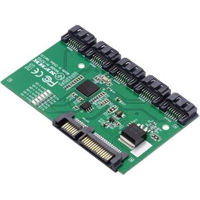NFHK SATA 3.0 6Gbps 1 to 5 Splitter Ports HUB Adapter Converter PM Multiplier Port Selector JMB575