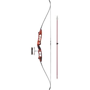Cajun Bowfishing Fish Stick Bowfishing Bow Package with Drum Reel, Roller Rest, and Piranha Point Arrow, Right Hand, Red