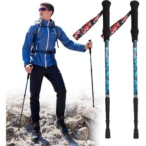 Trekking Poles, 2-Pack Lightweight Aluminum Collapsible Hiking Sticks with EVA Grip and Quick Lock for Men and Women