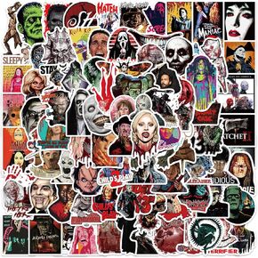 100pcs Horror Movie Stickers Halloween Waterproof Sticker Decals Water Bottle Skateboard Laptop Horror Stickers for Kids Teens Adults