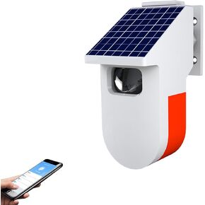 WiFi Solar Outdoor Motion Sensor Alarm: Tuya Solar Strobe Alarm Light with Motion Sensor Siren, 100dB Sound Security Siren Light & App Notifica