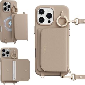 MAGEASY Case for iPhone 16 Pro Max 6.9" - Detachable Wallet Case with Crossbody Strap, 16ft Ultimate Drop Protection, The Only Phone Case with Purse Compatible with MagSafe | Pouch M (Camel Brown)