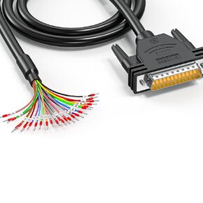 DB25 Male Connector to Bare Wire 3-Foot 24AWG, DB25 Extension Cable All 25 Wires Equipped with Cable Marker Terminal Blocks D-SUB 25 Pin Cable to Bare Wire