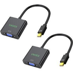 كابل محول Mini DisplayPort إلى VGA 2 حزمة باللون الأسود، ذكر MDP إلى VGA أنثى، محول Mini DP إلى VGA من MacBook Air/Pro، Surface، الشاشة، جهاز العرض، التلفزيون والمزيد (متوافق مع Thunderbolt 2 إلى VGA) in Kuwait