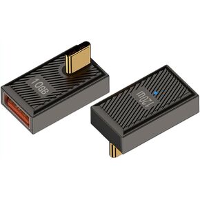 2 Pack Type C Male to USB 3.0 A Female Charger Converter ，10Gbps USB 3.1 Type C to USB A OTG 120W Fast Charging Compatible for Laptop, Mobile Phone, Tablet (Side Bend)