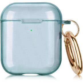 AIRSPO Airpods Case Cover, Clear Soft TPU Protective Cover Compatible with Apple AirPods 1st 2nd Generation Wireless Charging Case with Keychain (Neon Hot Pink)