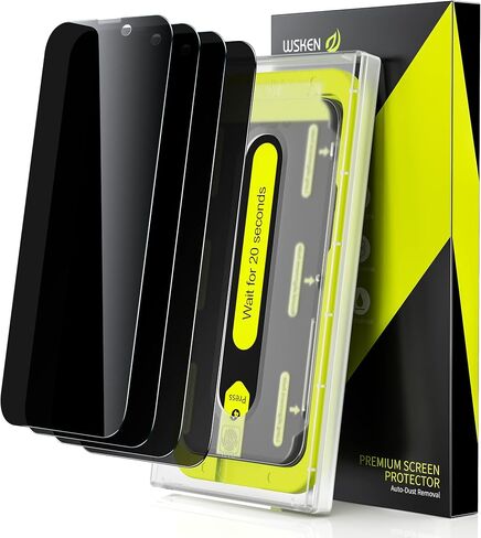 واقي شاشة للخصوصية من WSKEN لهاتف iPhone 14 Pro Max - [إزالة الغبار التلقائي] شاشة تغطية كاملة 2.5D Edge 28 درجة 10s HD طبقة من الزجاج المقوى مع منزل تركيب تنظيف الغبار 2022 5G، عبوتان in Kuwait