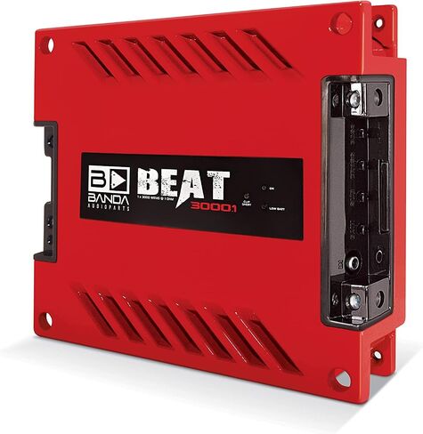 1-Ch. Vehicle Audio Bass Amplifier - 3000Watts High-Powered Mono Bass Amplifier w/Subsonic Filter and Low Pass Filter Stable at 1 ohm, LED Indicators, Sound Specialization, Red - BANDA BEAT3000.1RED in Kuwait