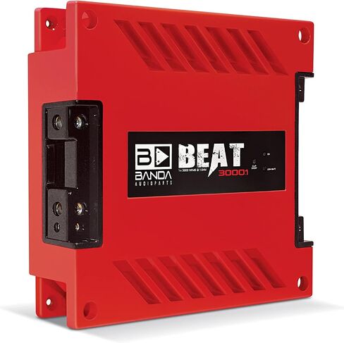 1-Ch. Vehicle Audio Bass Amplifier - 3000Watts High-Powered Mono Bass Amplifier w/Subsonic Filter and Low Pass Filter Stable at 1 ohm, LED Indicators, Sound Specialization, Red - BANDA BEAT3000.1RED in Kuwait