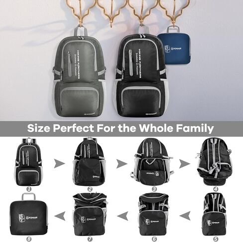 ZOMAKE Lightweight Packable Backpack - 35L Light Foldable Hiking Backpacks Water Resistant Collapsible Daypack for Travel(Black) in Kuwait