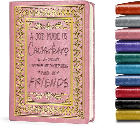 Coworker Leaving Gifts Leather Notebook,Black A5 Lined Leather Journal Notebook,200 Pages 100 Gsm Thick Ruled Paper Daily Diary for Colleague Friends Boss Farewell Gifts (Black) in Kuwait